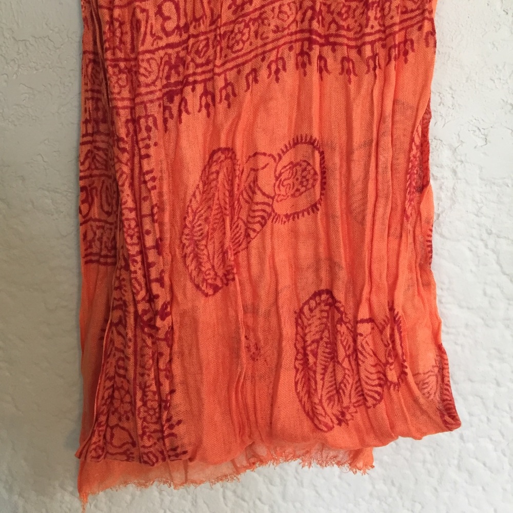 Orange Scarf w Red Indian-Style Design